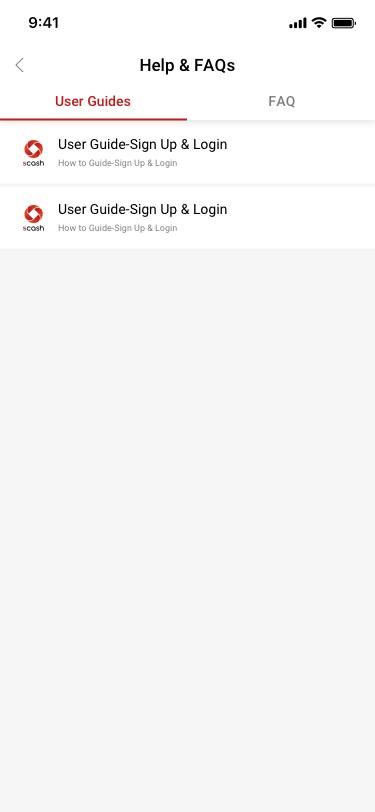 my page / Help & FAQs / User Guides SCash screen