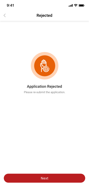 NIUM Applied Rejected SCash screen