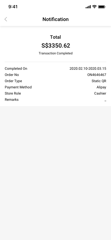 Notification / You have a receipt SCash screen