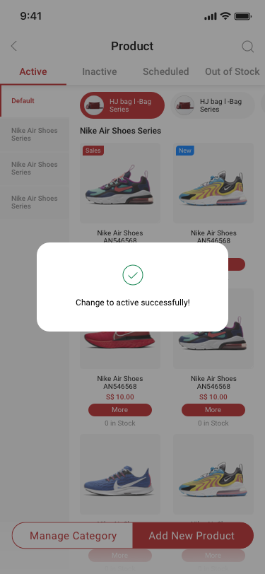 Company creator / product / change product status to active SCash screen
