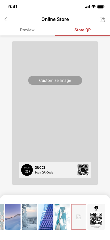 online store / QR store / Customize Image SCash screen