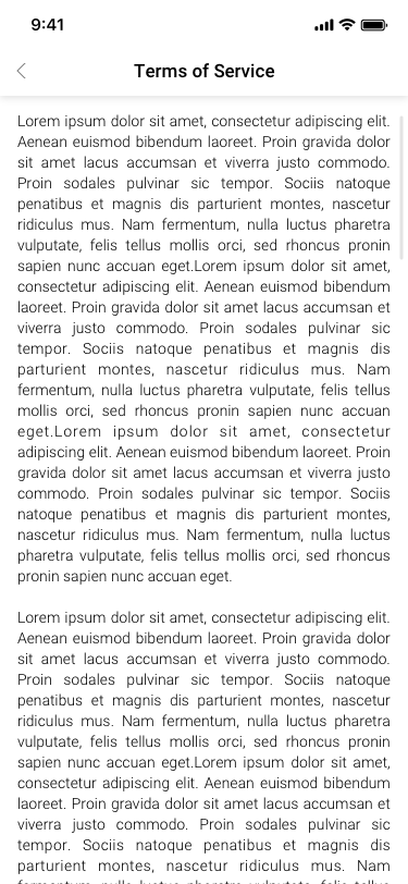 my page / Terms of Service SCash screen