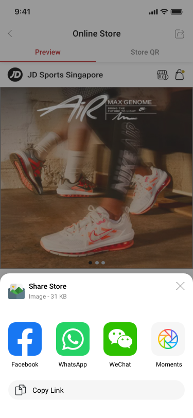 online store / Change Banner Image / share shop SCash screen