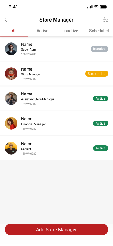 Store Manager SCash screen