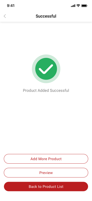 Company creator / Product Added Successful SCash screen