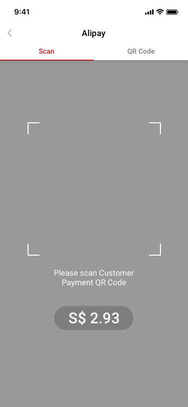 Alipay Collection / scan SCash screen