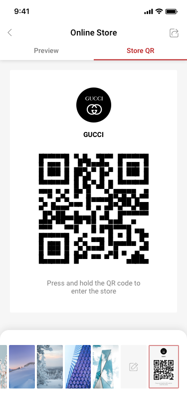 online store / QR store / just store qr SCash screen