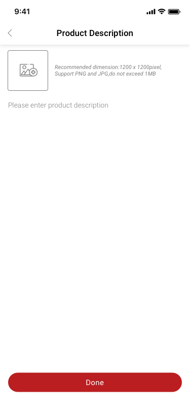 Company creator / Product Description / no more sku SCash screen