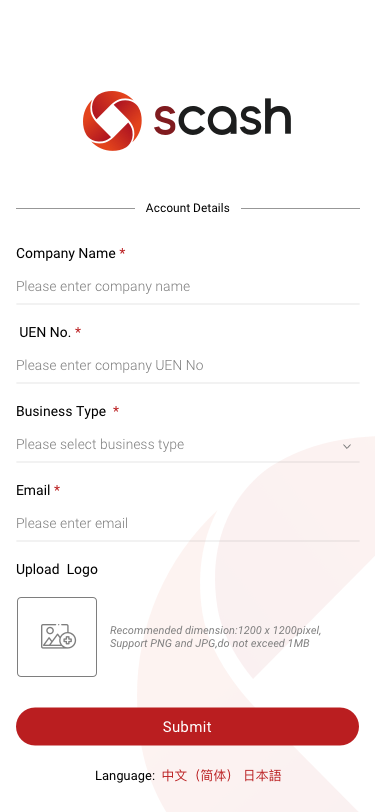 Account Details SCash screen