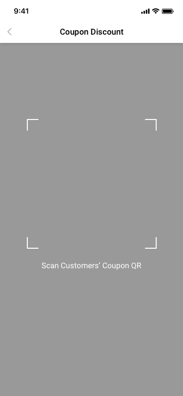 Scan Coupon QR Code SCash screen