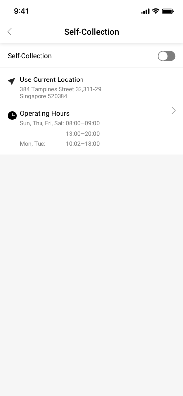 Store Settings / Transaction Settings / Self-Collection SCash screen