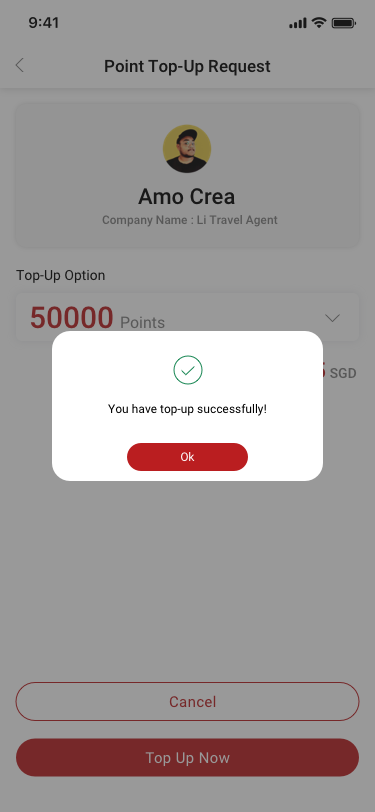 Point Top Up Request_Secondary confirmation SCash screen
