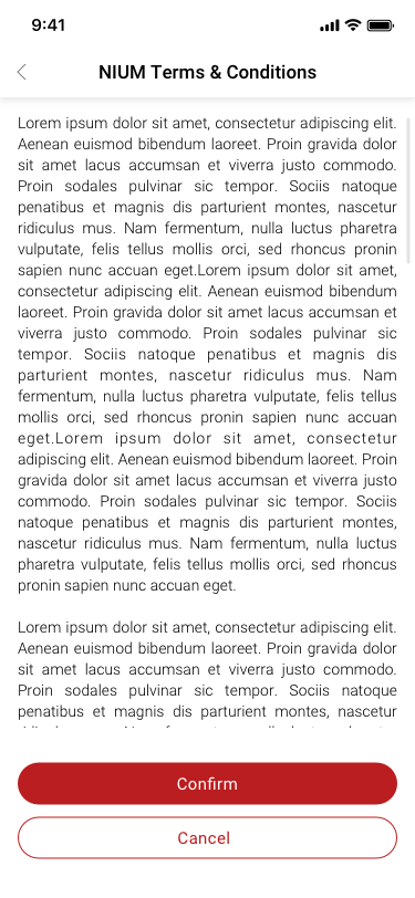 My Page-NIUM Terms & Conditions SCash screen