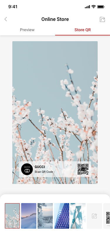 online store / QR store / more SCash screen