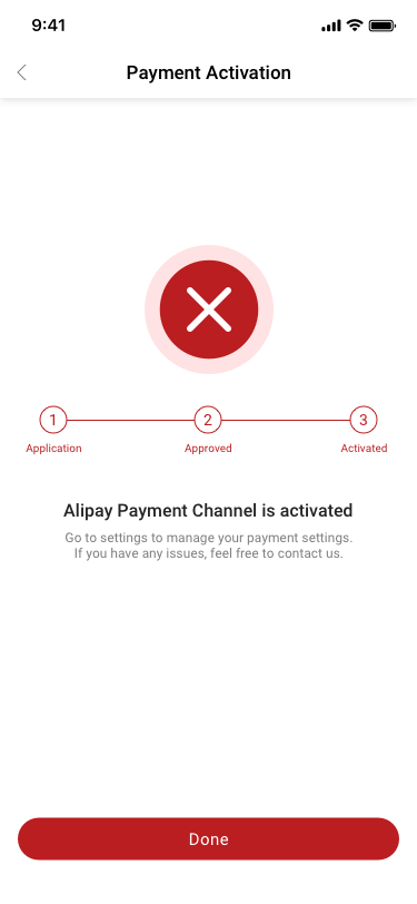Payment Channel / Activated / open3 SCash screen