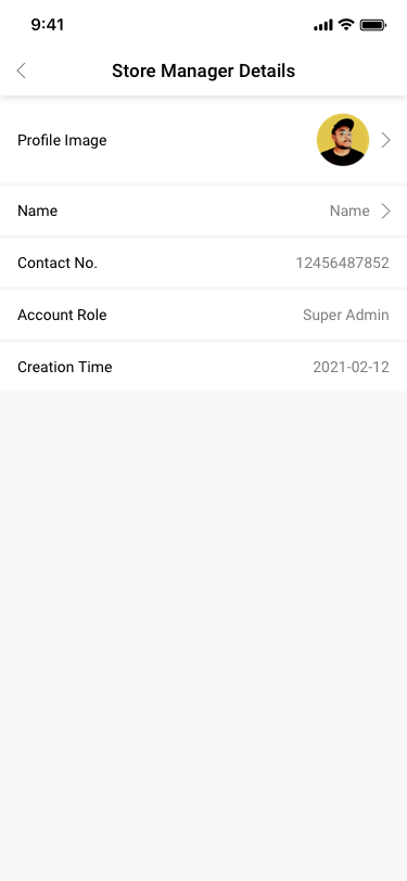 Store Manager / Store Manager details SCash screen