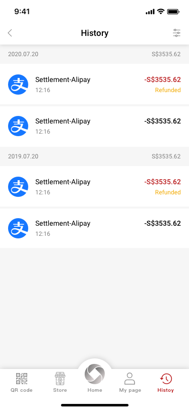 SCash Transaction History